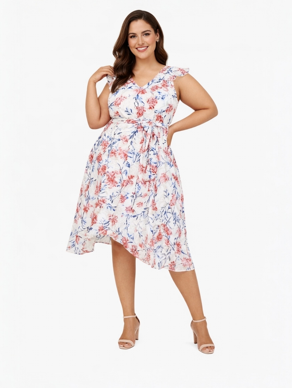 Lane Bryant Women's Elegant Floral Burnout Dress W/Tie Summer Wedding Size 16 - Picture 2 of 14